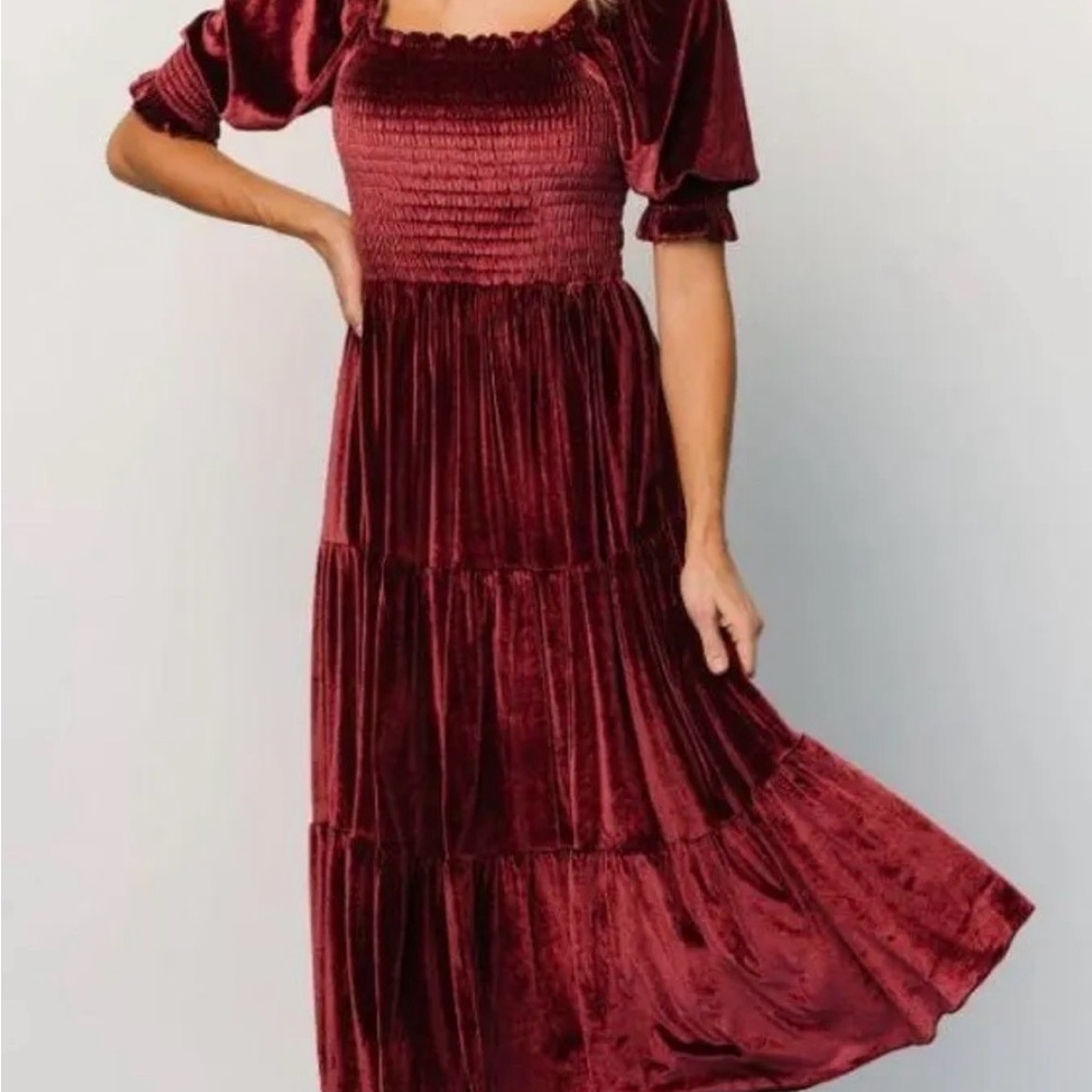 Baltic Born Rich Burgundy Velvet Midi Dress